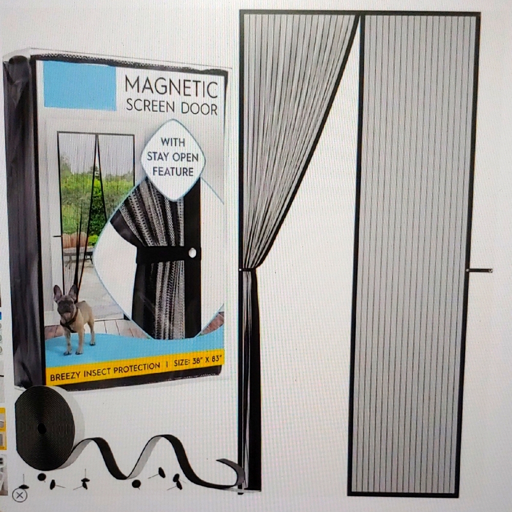 Magnetic Screen Door with Heavy Duty Mesh 38"W x 82"L